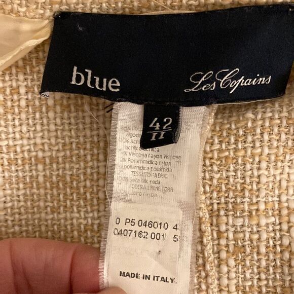 Les Copains Blue Ladies Tan Tweed Chanel Style Jacket. Made in Italy. - Picture 8 of 9